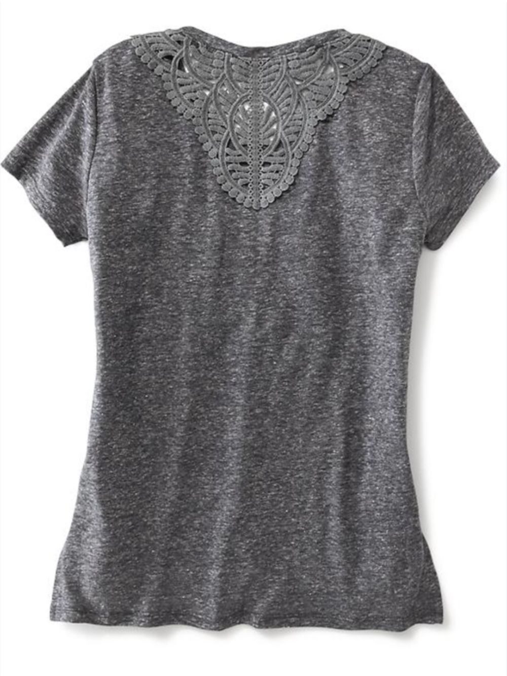 Old Navy Girls Linen Blend Crochet-Back Tee Size XL (14) Charcoal Gray Soft Cute